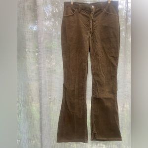 Vintage 70s Wrangler chocolate brown flare leg high waist corduroy pants
